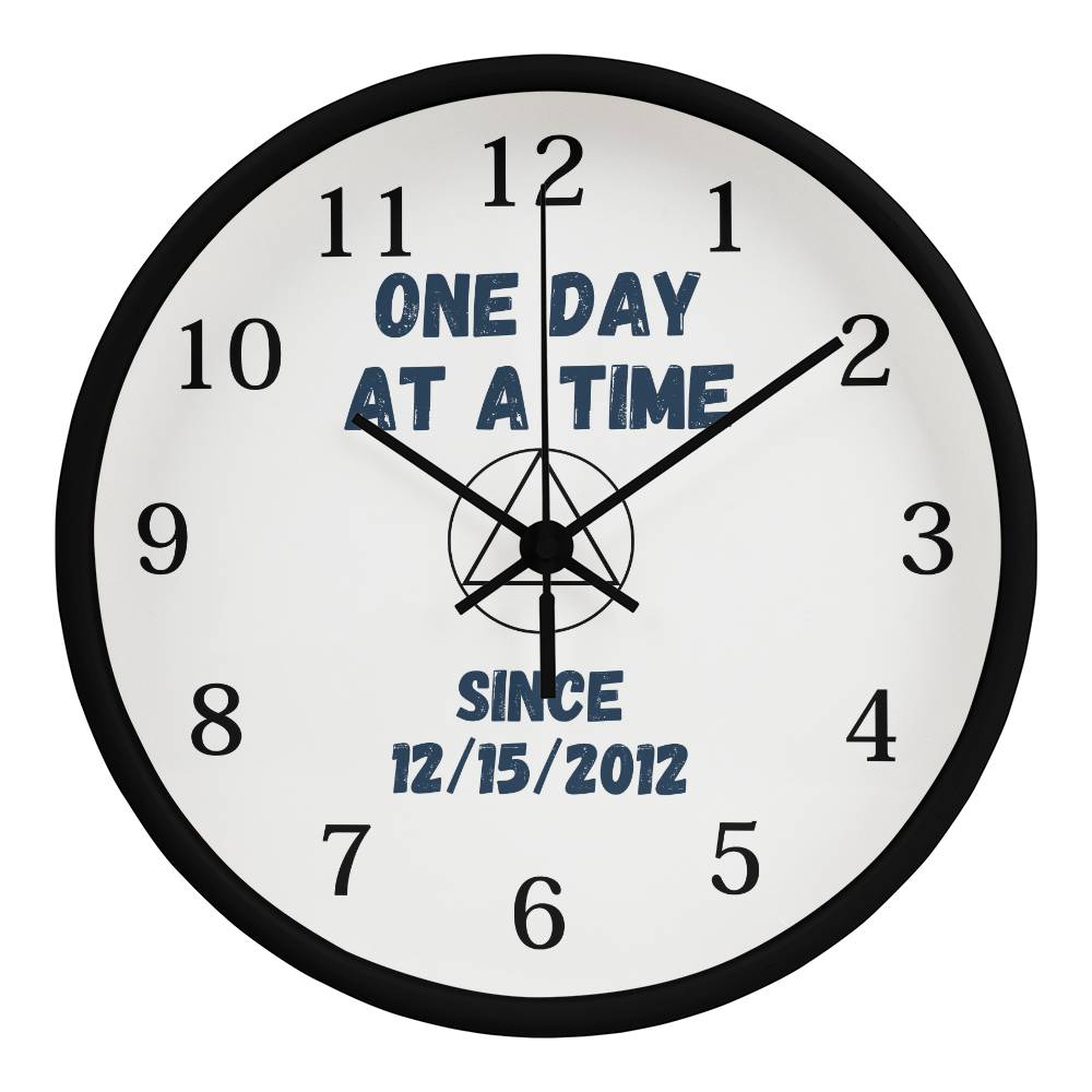 One day at a time wall clock - customize with sobriety date