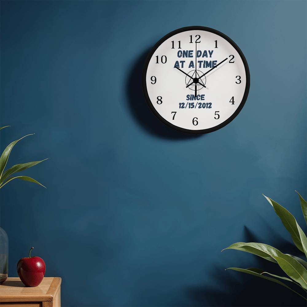 One day at a time wall clock - customize with sobriety date