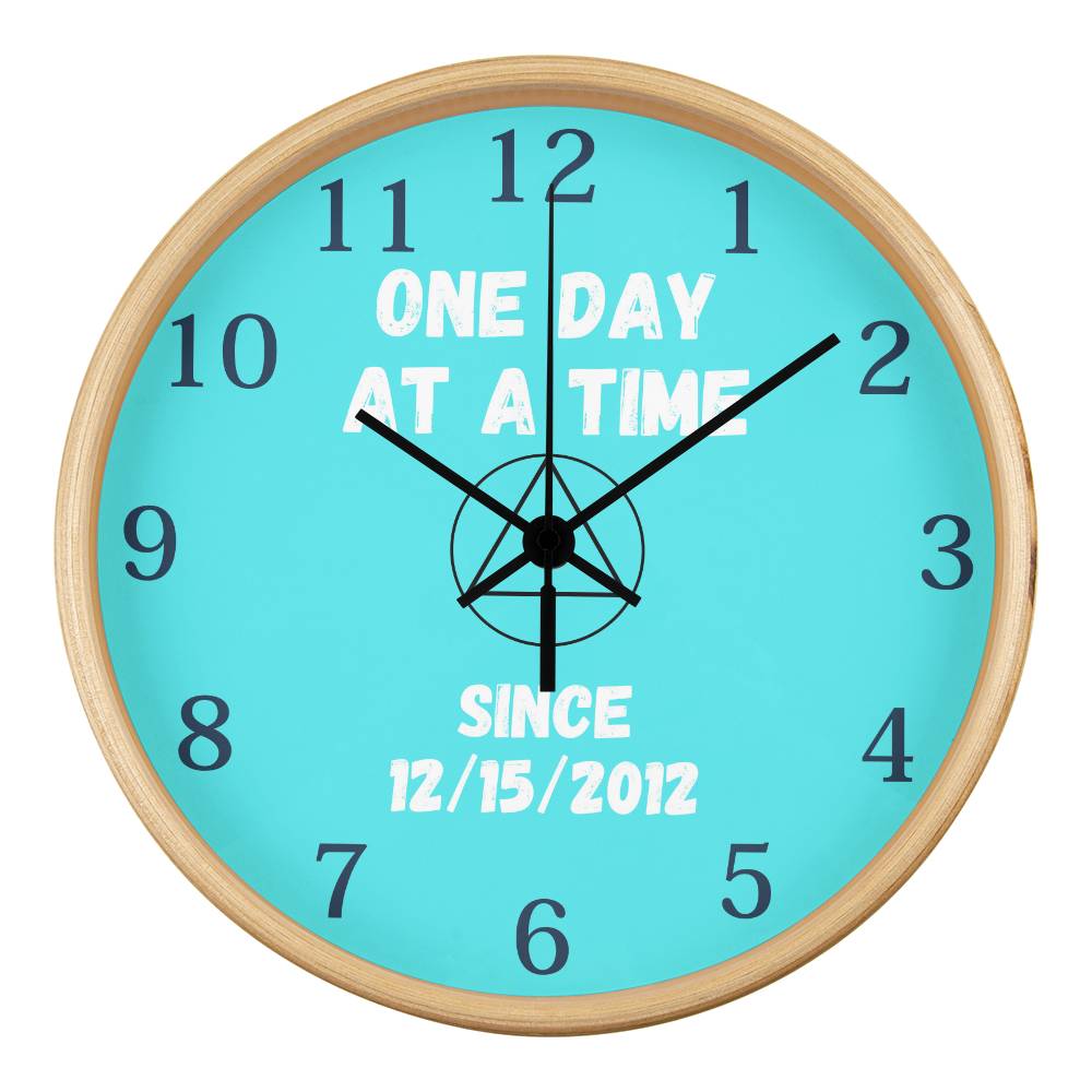 One Day At A Time Wall Clock With Customizable Sobriety Date