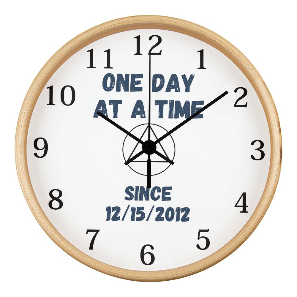 One day at a time wall clock - customize with sobriety date