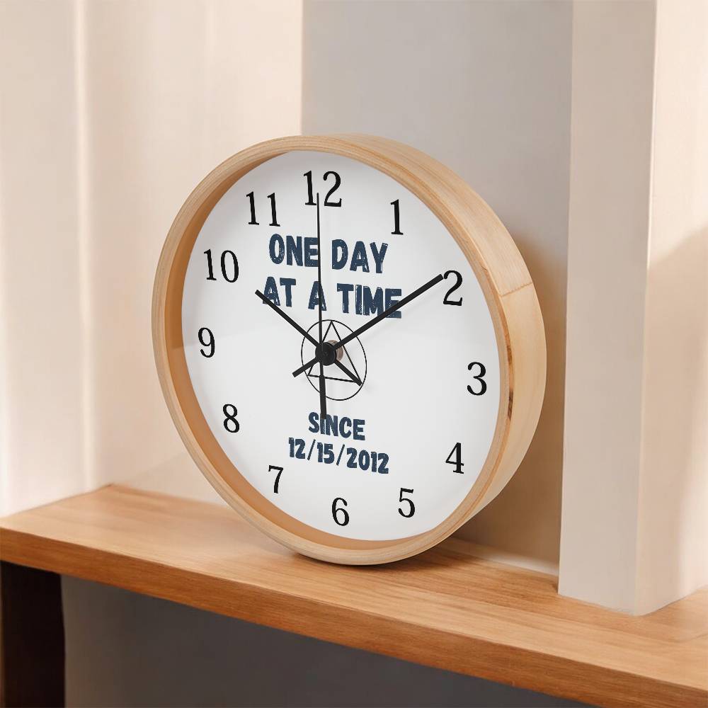 One day at a time wall clock - customize with sobriety date