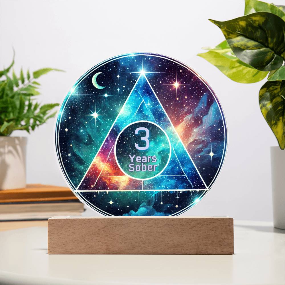 1-50 Years Sober LED Galaxy Sobriety Plaque – Celebrate Recovery | Customizable Milestone Gift