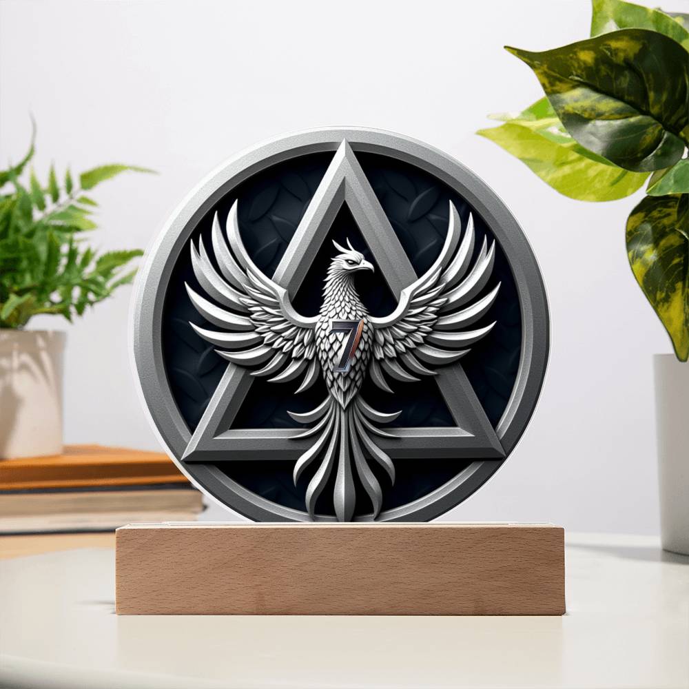 1-50 Year LED Phoenix Sobriety Milestone Plaque – Symbol of Strength & Rebirth | Customizable Year