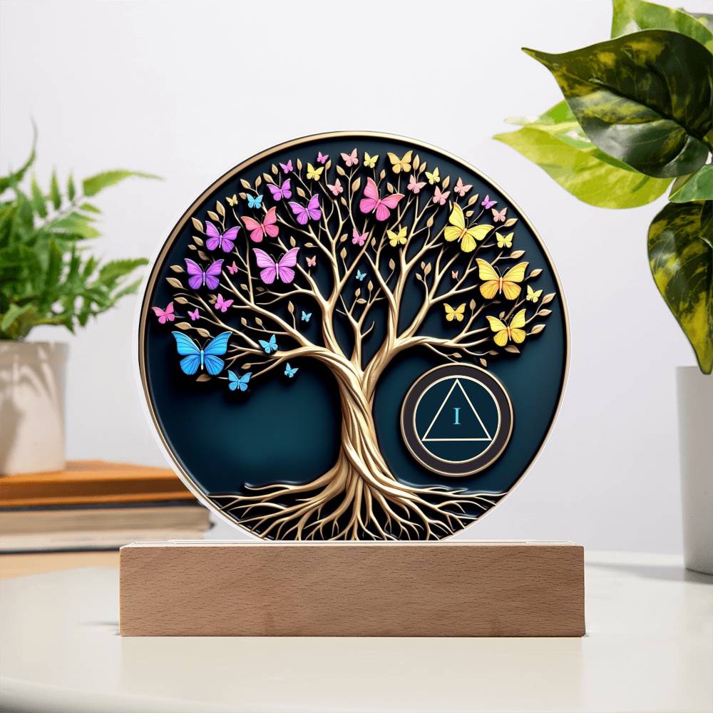 Personalized Sobriety Circle Acrylic – Tree of Life Design