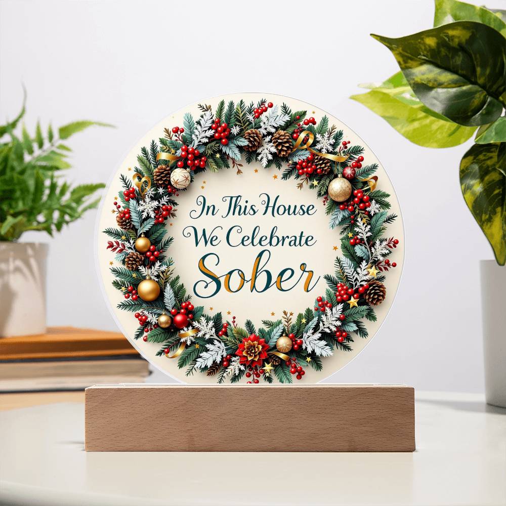 Elegant Holiday Sobriety LED Acrylic Plaque