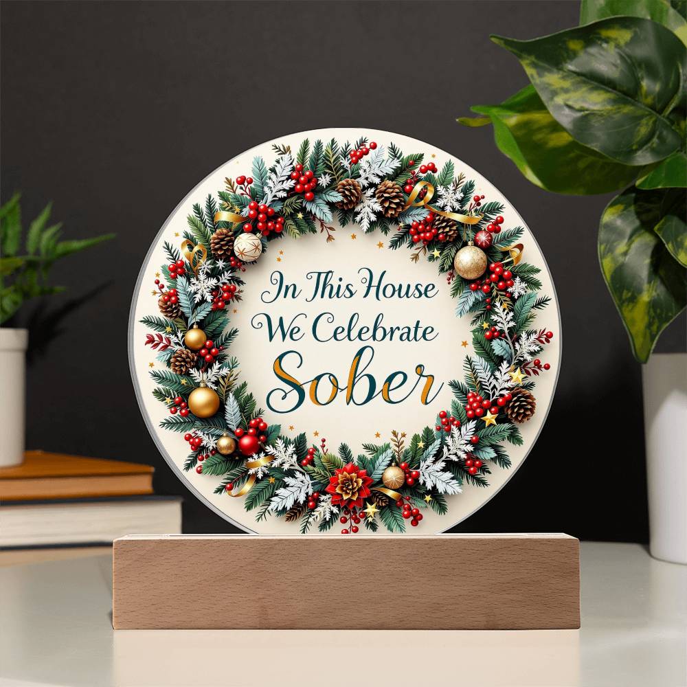 Elegant Holiday Sobriety LED Acrylic Plaque