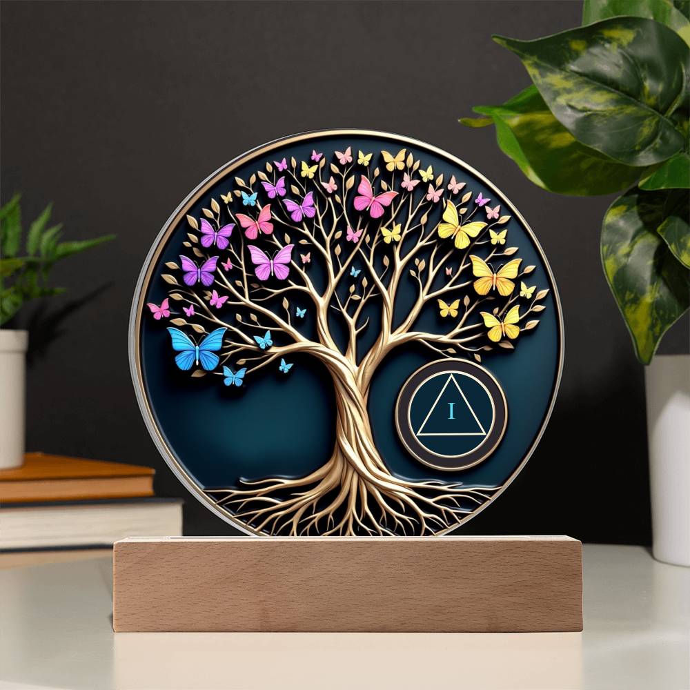 Personalized Sobriety Circle Acrylic – Tree of Life Design