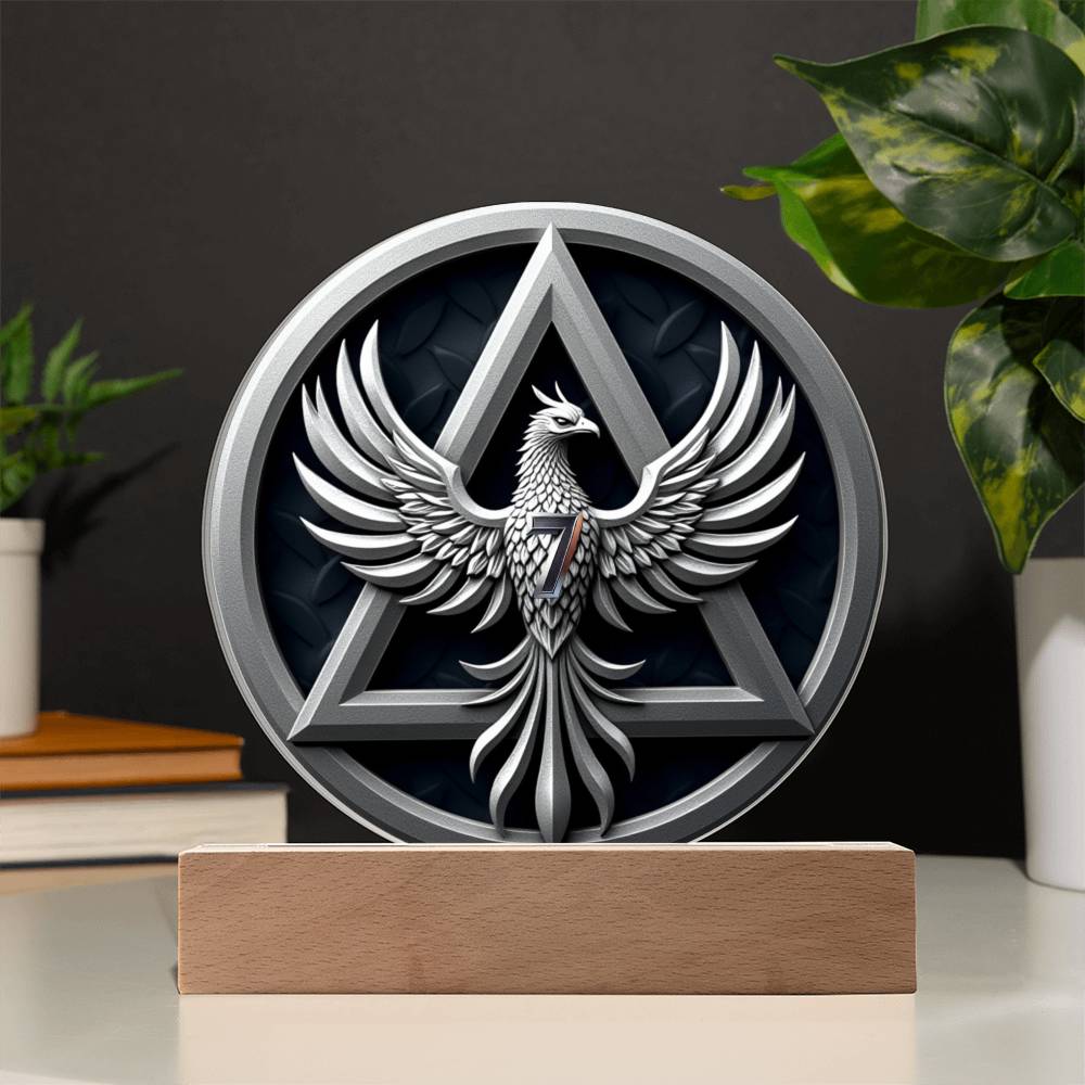 1-50 Year LED Phoenix Sobriety Milestone Plaque – Symbol of Strength & Rebirth | Customizable Year