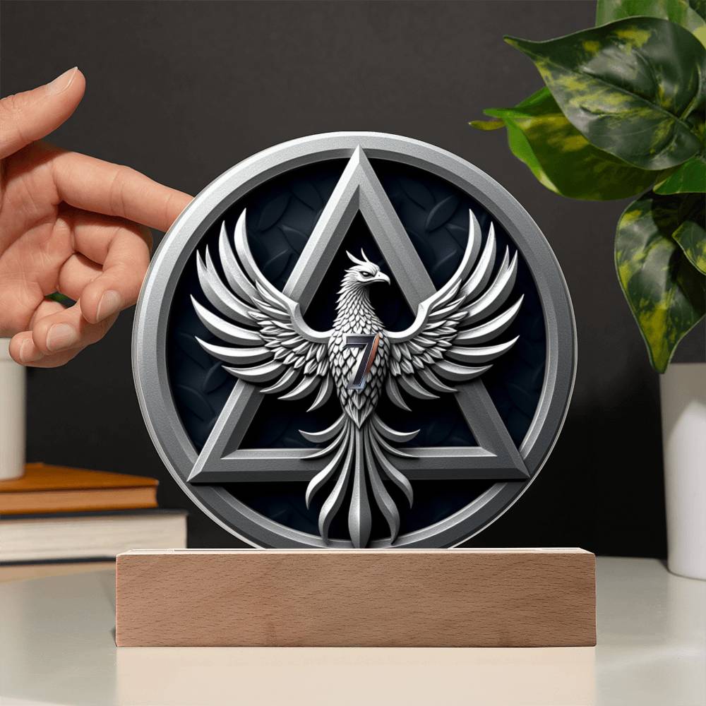 1-50 Year LED Phoenix Sobriety Milestone Plaque – Symbol of Strength & Rebirth | Customizable Year