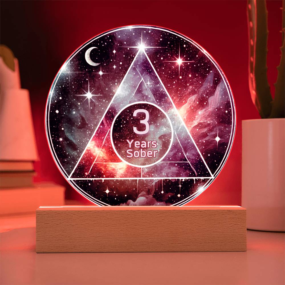 1-50 Years Sober LED Galaxy Sobriety Plaque – Celebrate Recovery | Customizable Milestone Gift