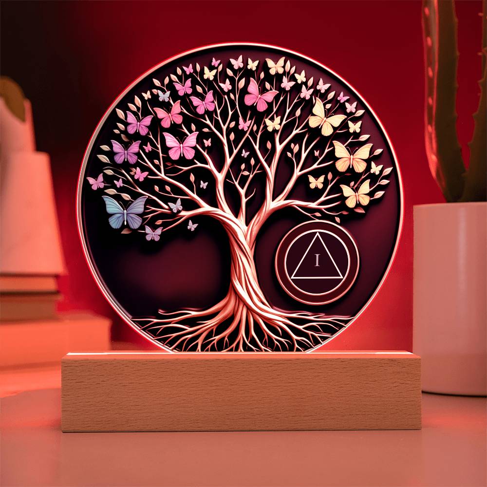 Personalized Sobriety Circle Acrylic – Tree of Life Design