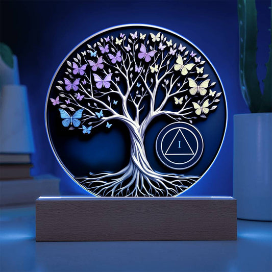 Personalized Sobriety Circle Acrylic – Tree of Life Design