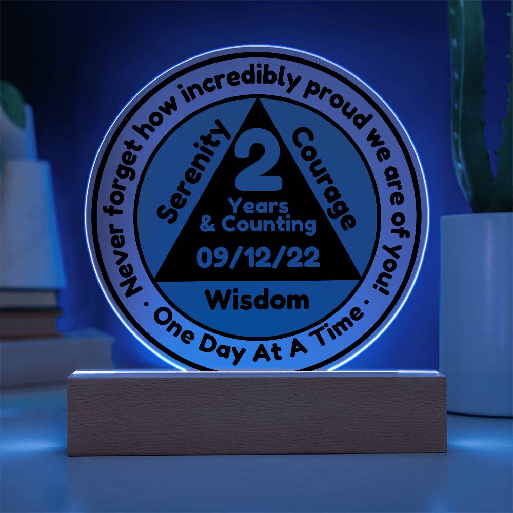 LED Custom Sobriety Date Acrylic Plaque