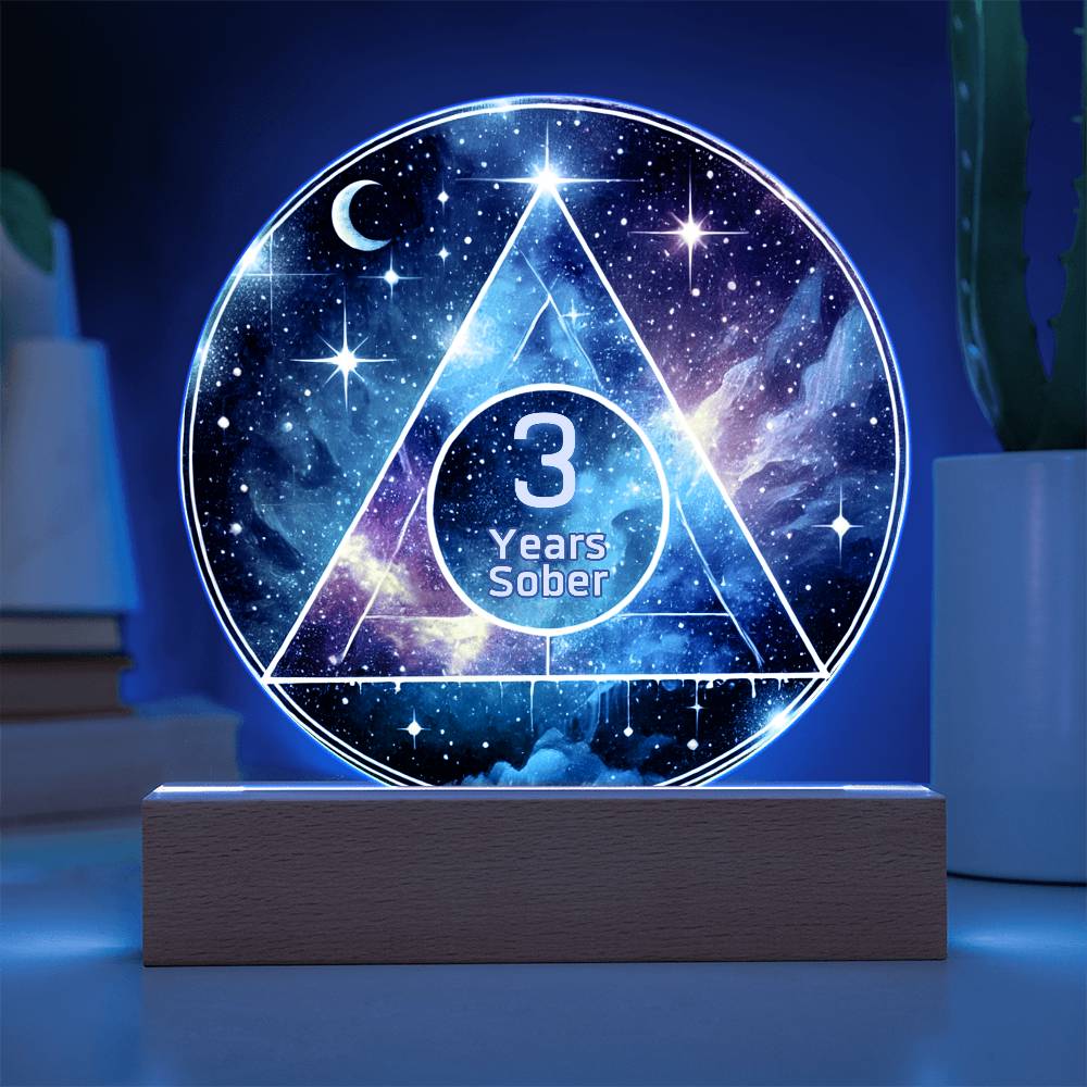 1-50 Years Sober LED Galaxy Sobriety Plaque – Celebrate Recovery | Customizable Milestone Gift