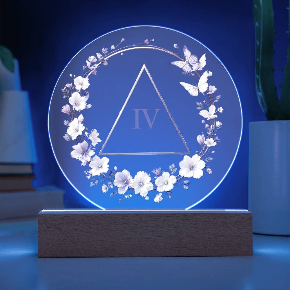 Elegant Sobriety Milestone Plaque with Custom LED Base