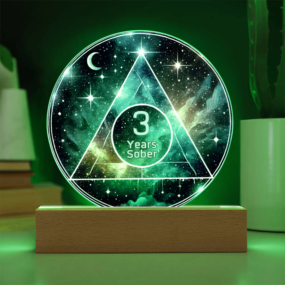 1-50 Years Sober LED Galaxy Sobriety Plaque – Celebrate Recovery | Customizable Milestone Gift