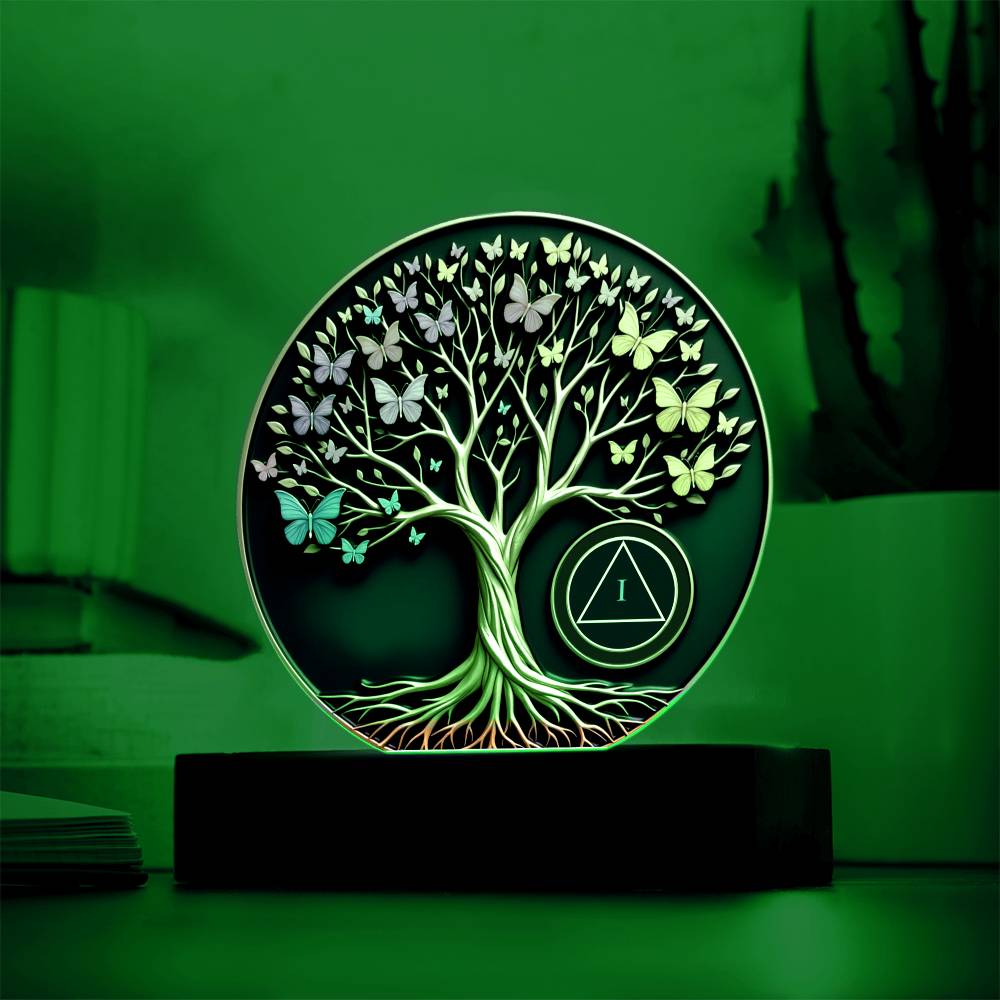 Personalized Sobriety Circle Acrylic – Tree of Life Design