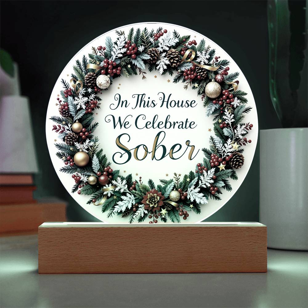 Elegant Holiday Sobriety LED Acrylic Plaque