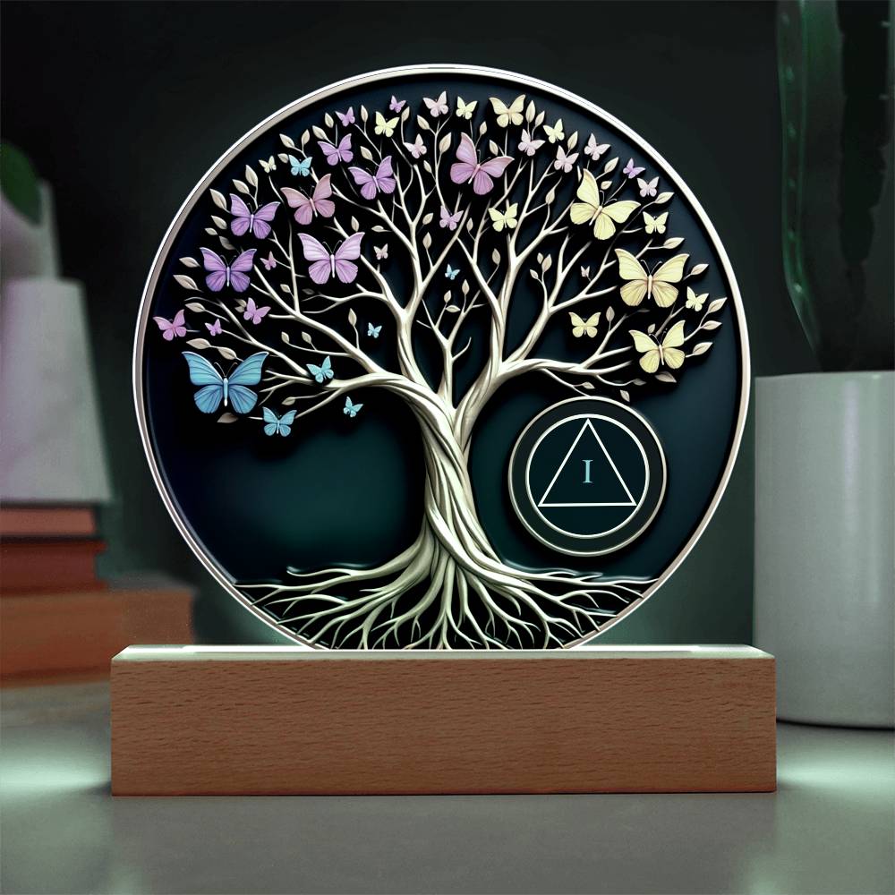 Personalized Sobriety Circle Acrylic – Tree of Life Design