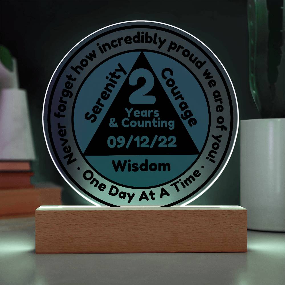 LED Custom Sobriety Date Acrylic Plaque