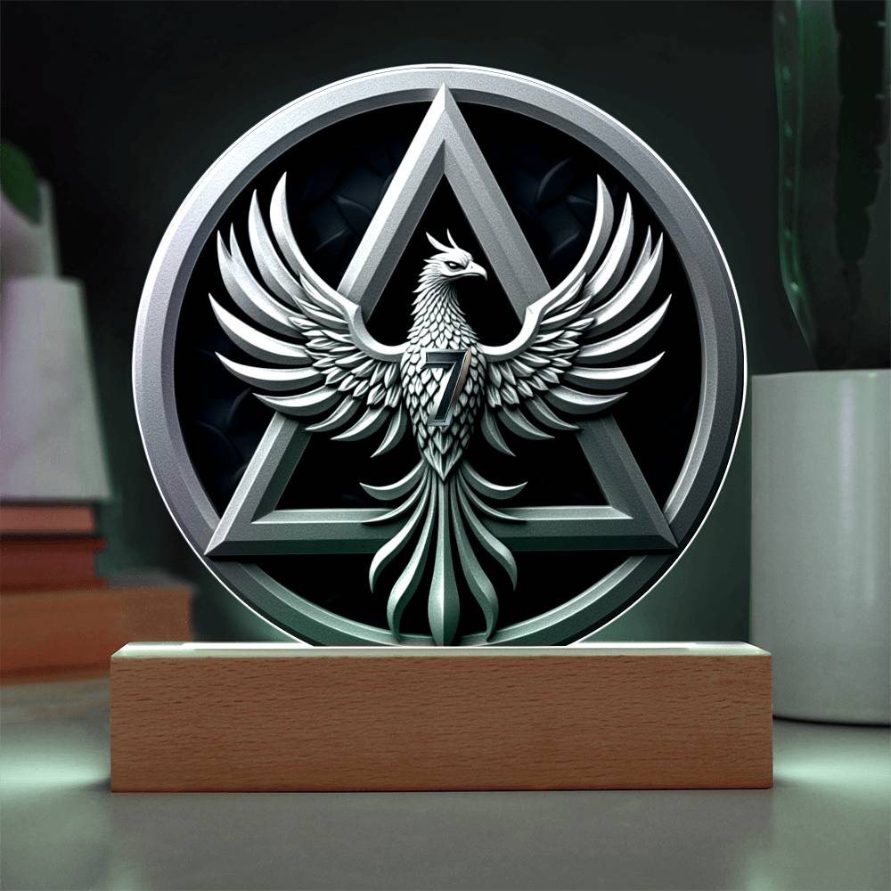 1-50 Year LED Phoenix Sobriety Milestone Plaque – Symbol of Strength & Rebirth | Customizable Year