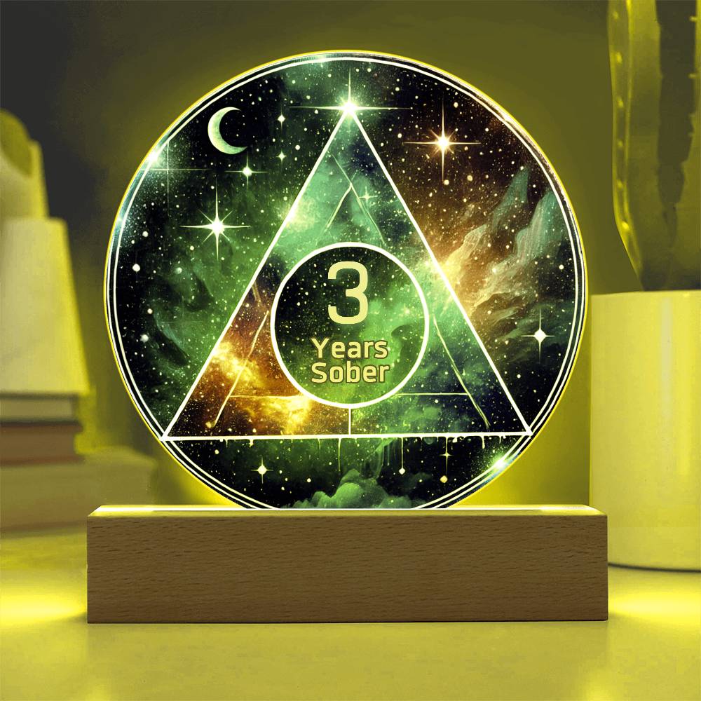 1-50 Years Sober LED Galaxy Sobriety Plaque – Celebrate Recovery | Customizable Milestone Gift