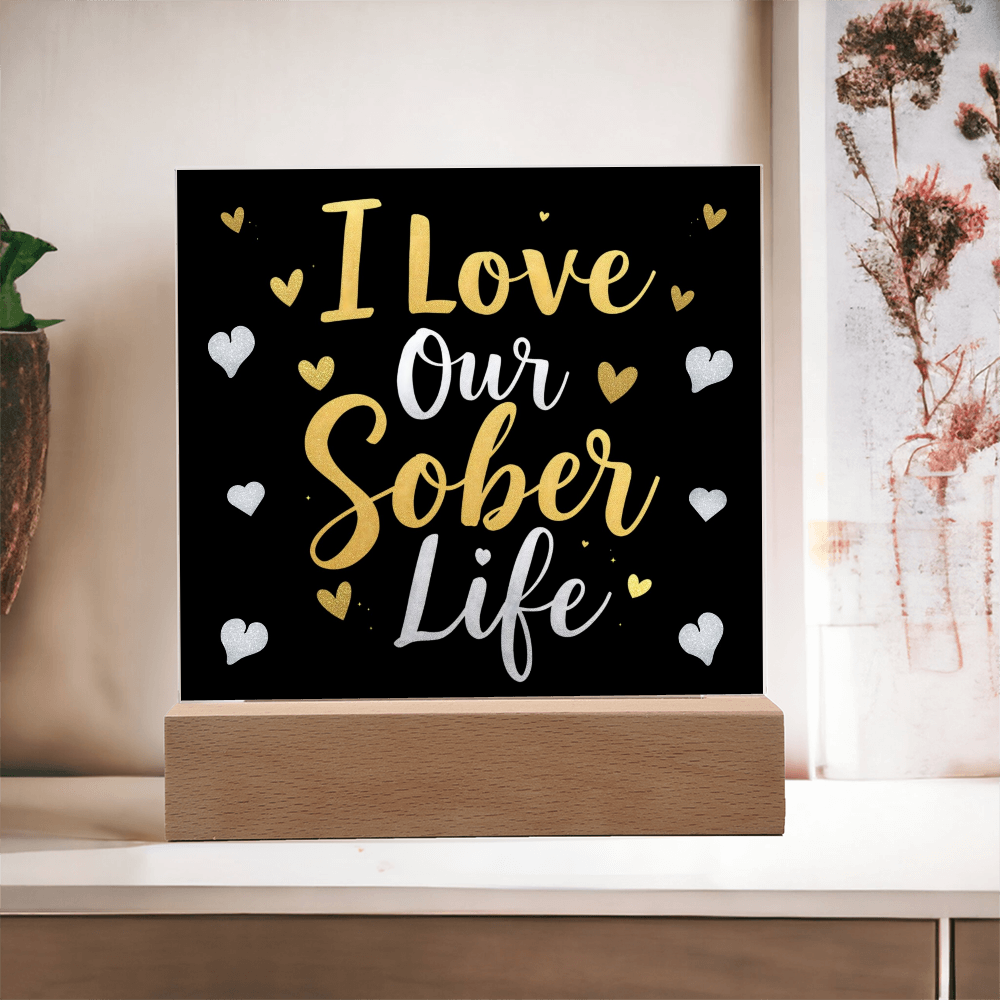 Celebrate Your Sober Journey Together - LED Square Acrylic Plaque