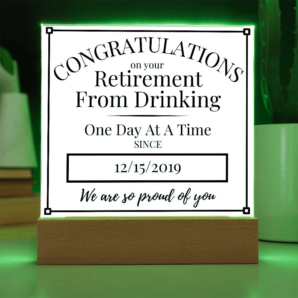 Celebrate Sobriety Retirement with a Personalized LED Acrylic Plaque