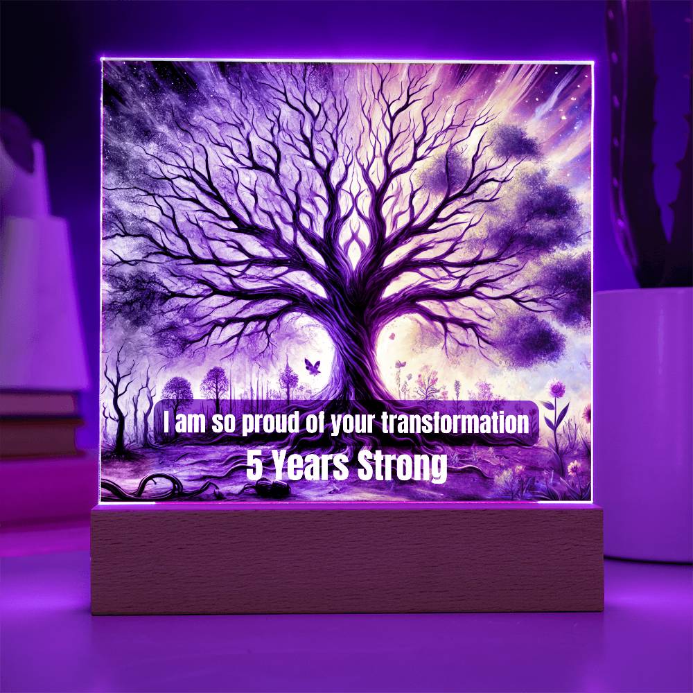 Customizable Sobriety Milestone Plaque – Proud of Your Transformation | Inspirational LED Recovery Gift 1-65 years