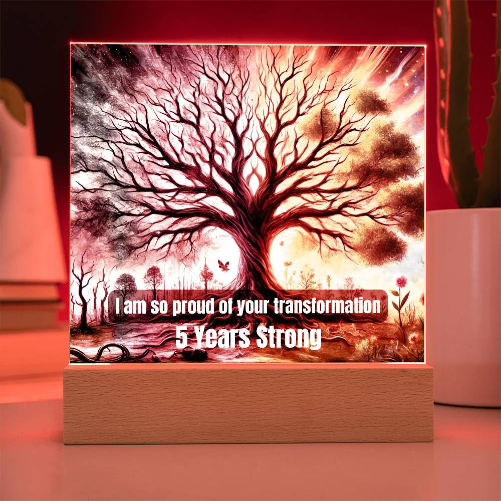 Customizable Sobriety Milestone Plaque – Proud of Your Transformation | Inspirational LED Recovery Gift 1-65 years