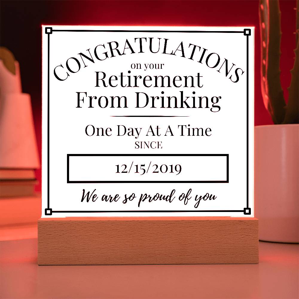 Celebrate Sobriety Retirement with a Personalized LED Acrylic Plaque