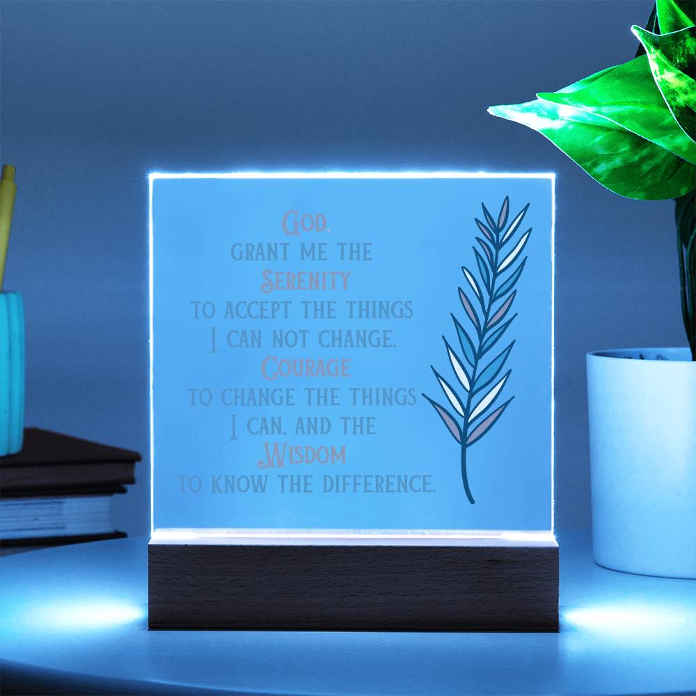 Serenity Prayer Acrylic Plaque | Upgrade to LED Base | Gift for friend in Recovery