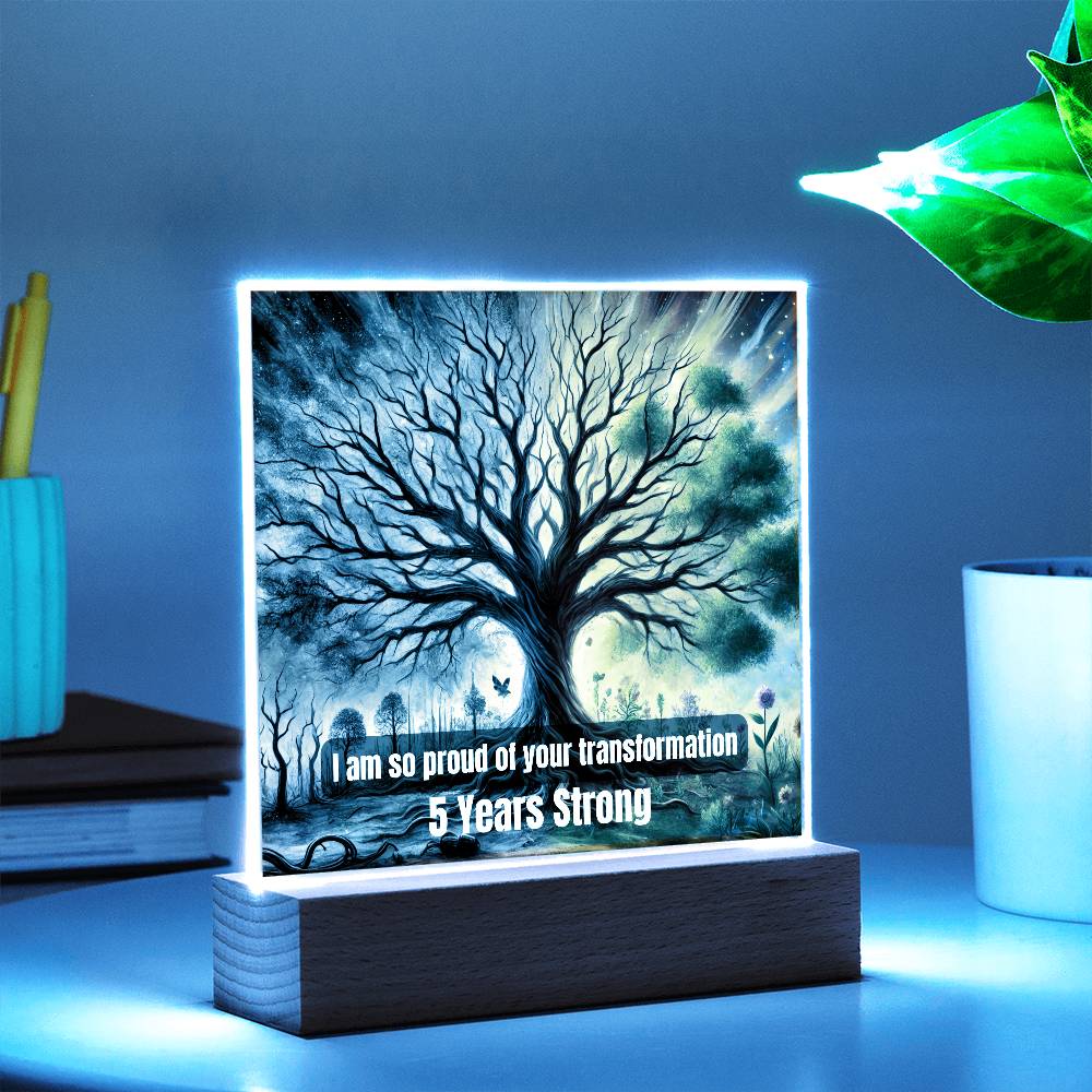 Customizable Sobriety Milestone Plaque – Proud of Your Transformation | Inspirational LED Recovery Gift 1-65 years