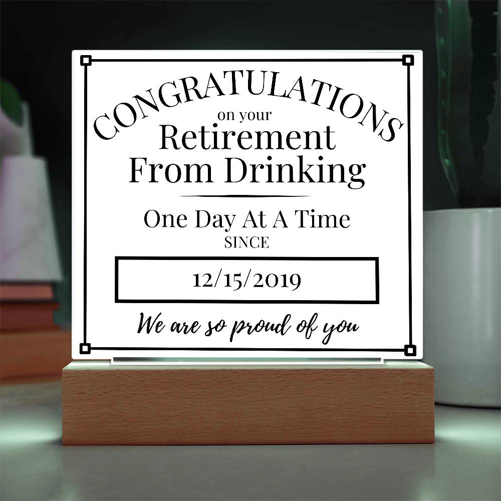 Celebrate Sobriety Retirement with a Personalized LED Acrylic Plaque