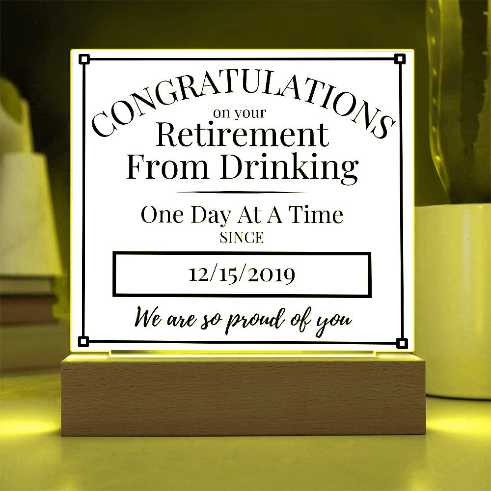 Celebrate Sobriety Retirement with a Personalized LED Acrylic Plaque