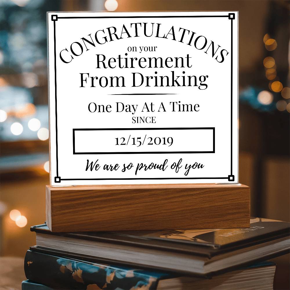 Celebrate Sobriety Retirement with a Personalized LED Acrylic Plaque