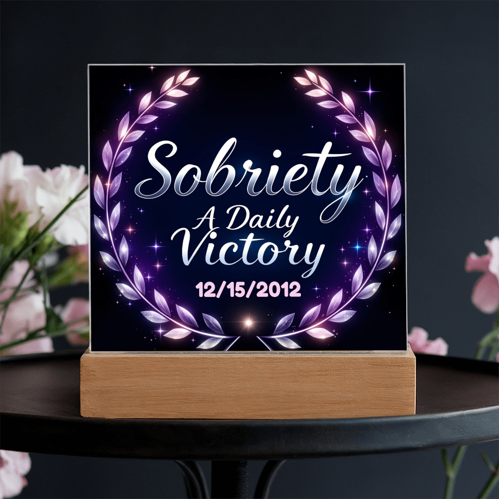 Sobriety A Daily Victory - Personalized LED Square Plaque