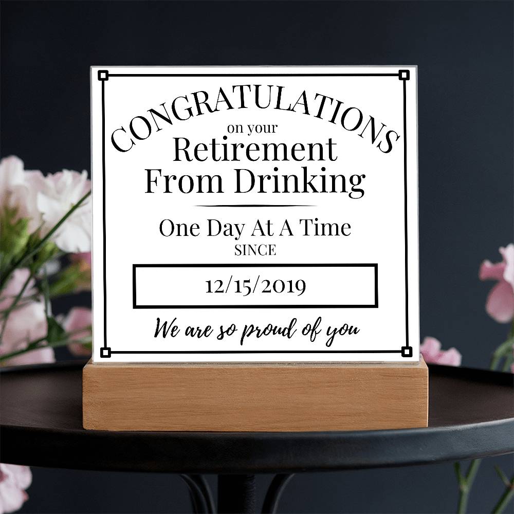 Celebrate Sobriety Retirement with a Personalized LED Acrylic Plaque