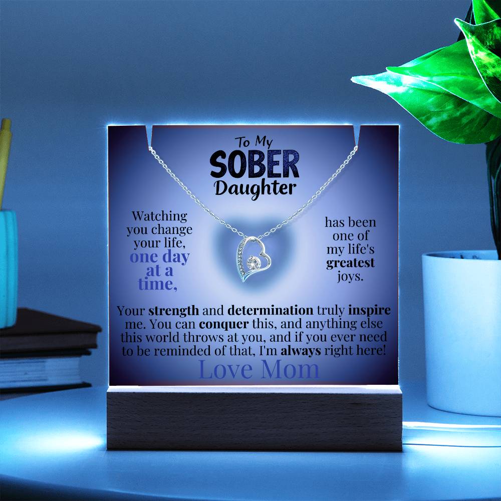 My Sober Daughter Heartfelt Plaque & Necklace