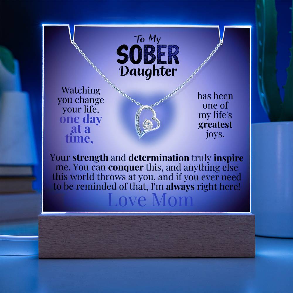 My Sober Daughter Heartfelt Plaque & Necklace