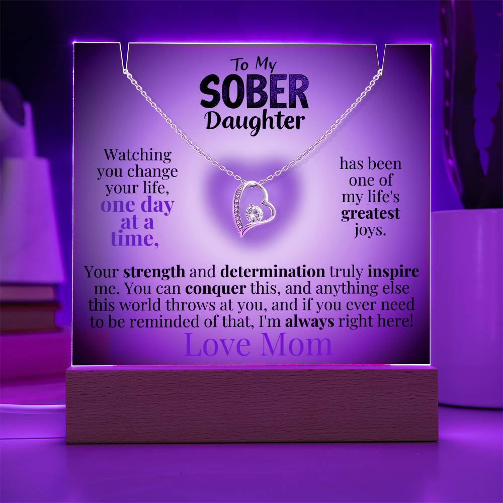 My Sober Daughter Heartfelt Plaque & Necklace