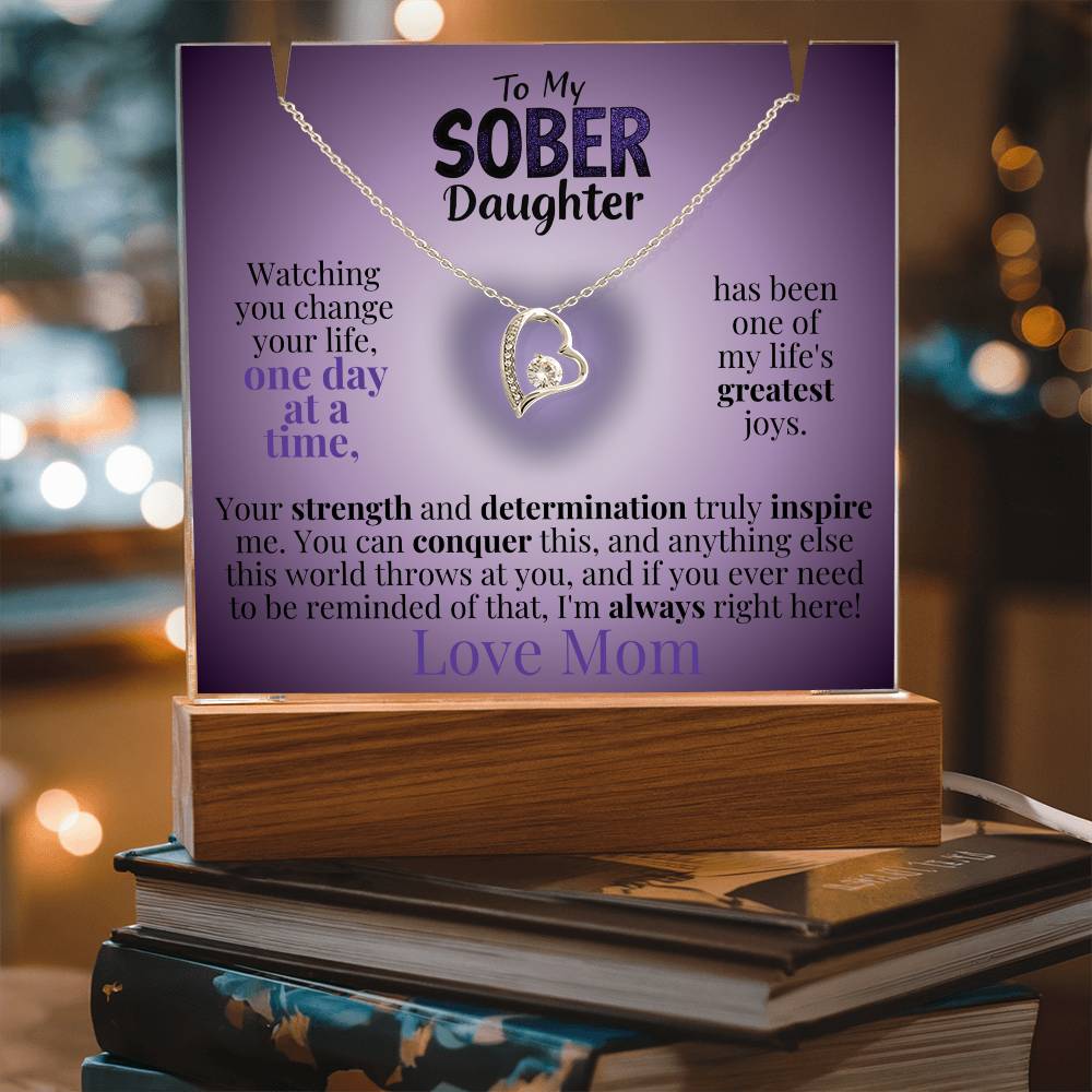 My Sober Daughter Heartfelt Plaque & Necklace