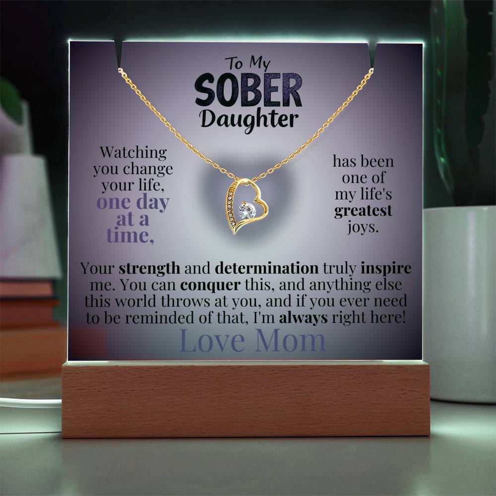 My Sober Daughter Heartfelt Plaque & Necklace