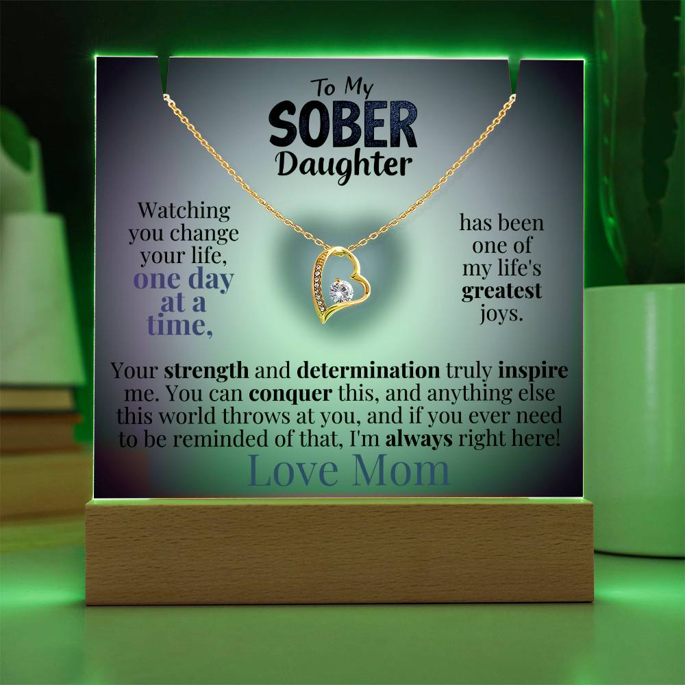 My Sober Daughter Heartfelt Plaque & Necklace