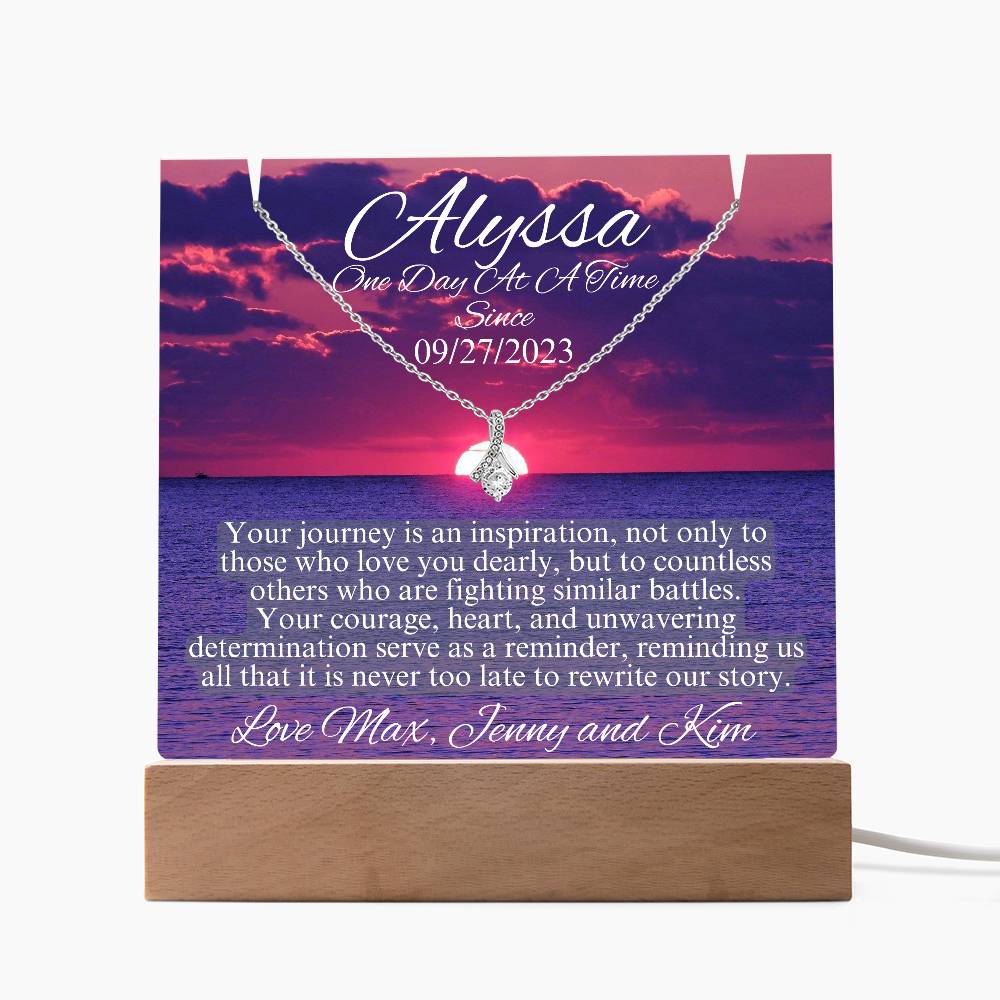 LED Sobriety Gift with Necklace Bundle ~ Customize Sober Date and names