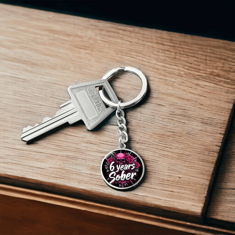 Celebrate Six Years Sober Keychain ~ Personalized 6 Year Milestone Gift