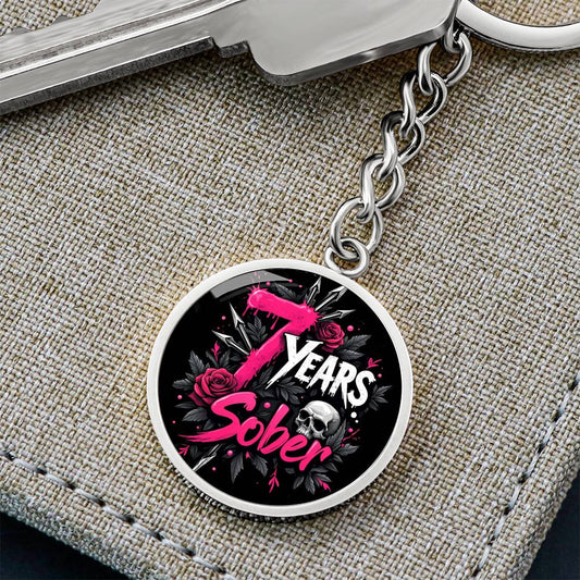 Celebrate 7 Years Sober Keychain ~ Personalized Seven Year Milestone Gift