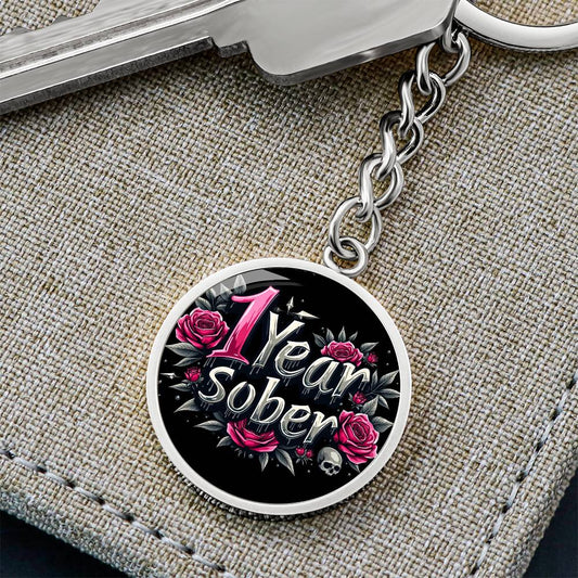 Engraved 1 Year Sober Keychain ~ Personalized One Year Milestone Gift