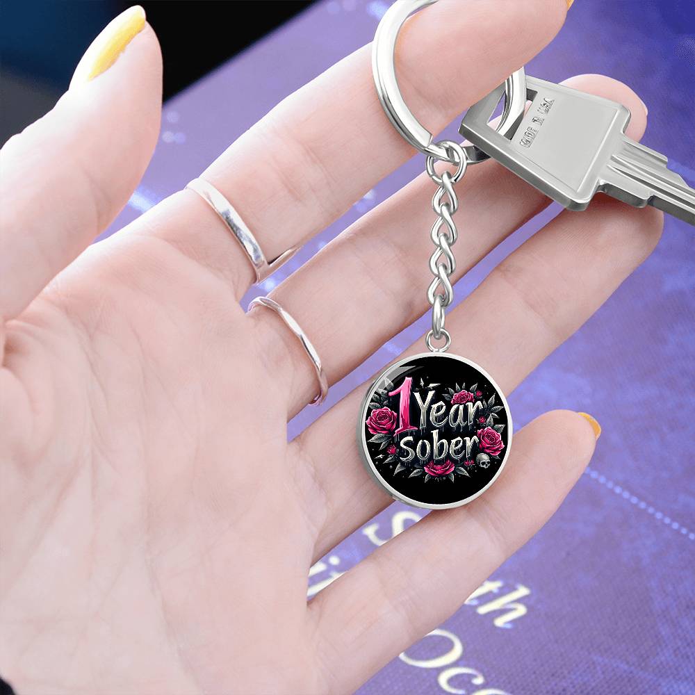 Engraved 1 Year Sober Keychain ~ Personalized One Year Milestone Gift