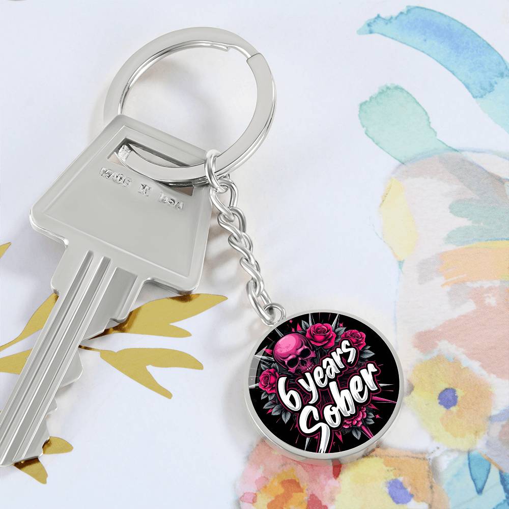 Celebrate Six Years Sober Keychain ~ Personalized 6 Year Milestone Gift